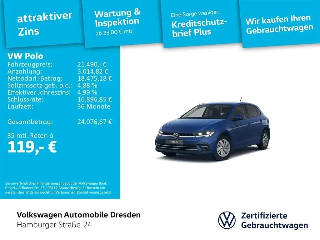 Używany VW Polo Style 95 KM (69 kW) 2024 Niebieski Hatchback