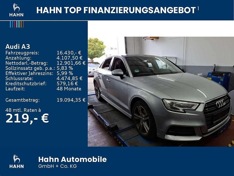 Florettsilber metallic Gebraucht 2018 Audi A3 S-Line Limousine | 16.430 € (Superpreis) - Bild 1/2