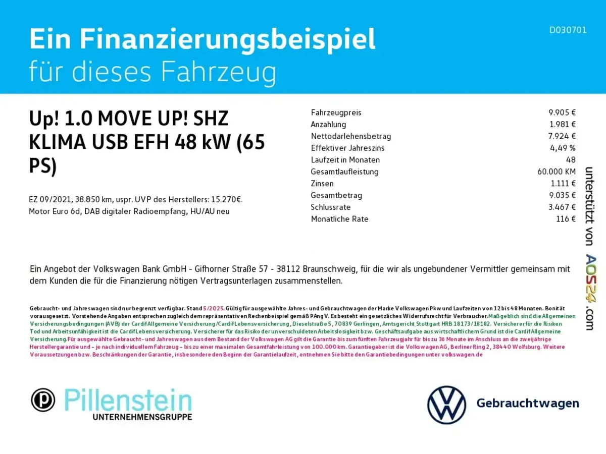 Gebraucht VW up! move up! 65 PS (47 kW) 2021 Silber Kleinwagen