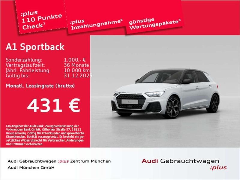 Gletscherweiß metallic/mythoss Gebraucht 2025 Audi A1 S-Line Kleinwagen | 35.382 € (Teuer) - Bild 1/2