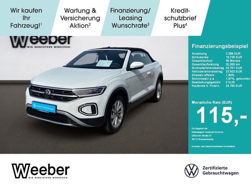 Pure white Gebraucht 2024 VW T-Roc Cabriolet Style Cabrio | 24.790 € (Superpreis) - Bild 1/4