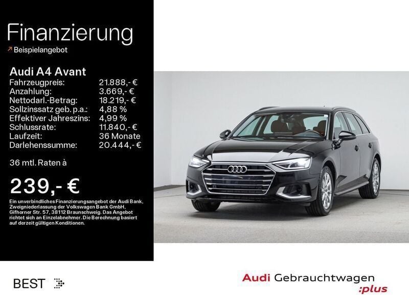 Brillantschwarz Gebraucht 2021 Audi A4 Advanced Plus Kombi | 21.888 € (Superpreis) - Bild 1/4