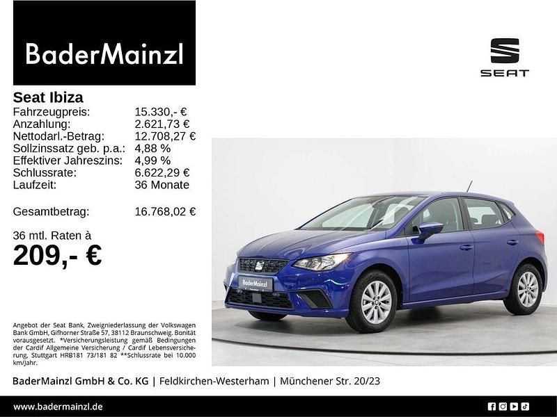 Mystery blau metallic (metallic) Gebraucht 2021 Seat Ibiza Style Limousine | 15.330 € (Fairer Preis) - Bild 1/3