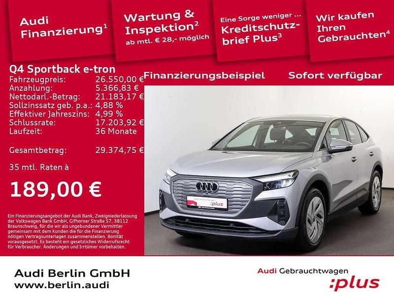 Florettsilber metallic Gebraucht 2023 Audi Q4 Sportback e-tron Comfort SUV | 26.550 € (Guter Preis) - Bild 1/3