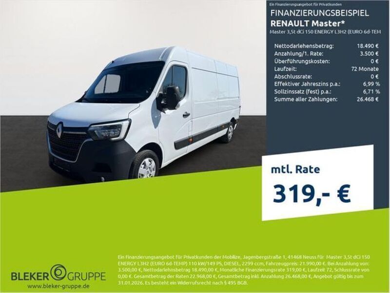 Mineralweiß Gebraucht 2021 Renault Master Van | 21.990 € (Teuer) - Bild 1/3