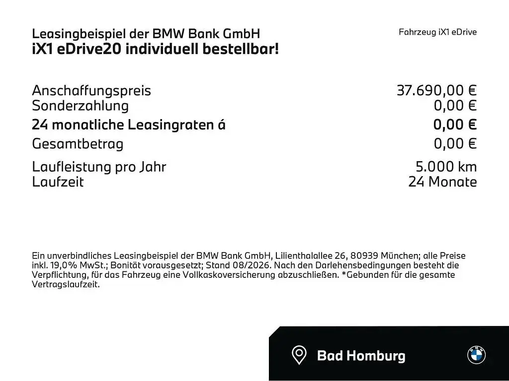 Neu BMW iX1 150 kW (204 PS) 2026 Schwarz SUV