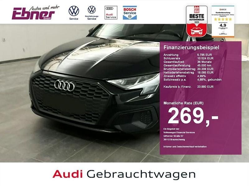 Brilliantschwarz Gebraucht 2021 Audi A3 Sportback Basis Limousine | 23.880 € (Fairer Preis) - Bild 1/4