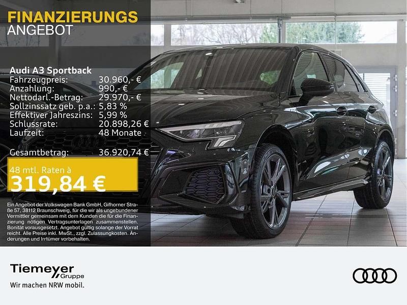 Mythosschwarz metallic Gebraucht 2025 Audi A3 S-Line Limousine | 30.960 € (Fairer Preis) - Bild 1/4
