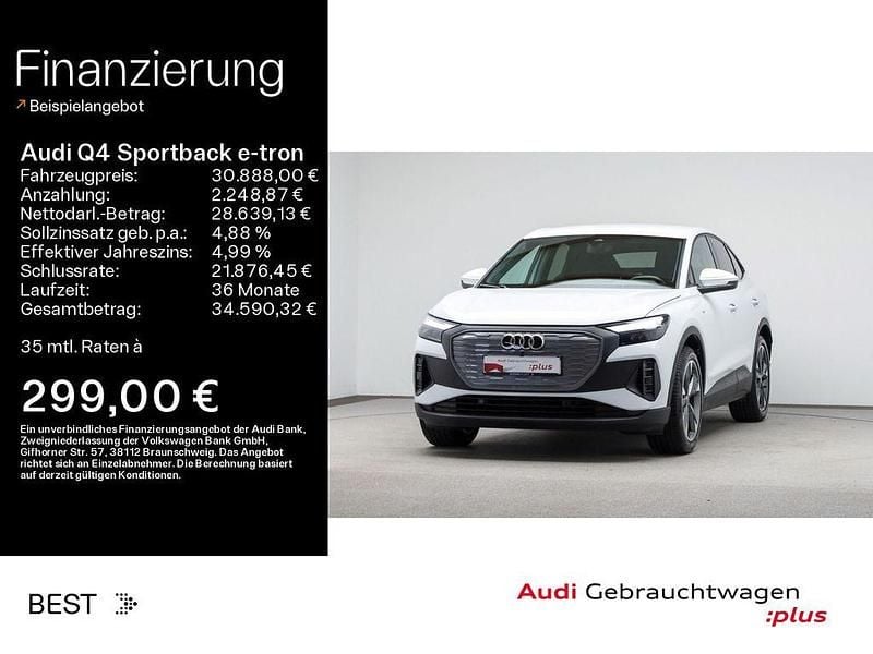 Gletscherweiß metallic Gebraucht 2023 Audi Q4 Sportback e-tron Ambiente SUV | 30.888 € (Superpreis) - Bild 1/4
