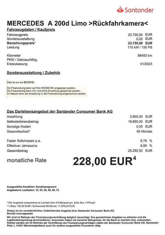 Gebraucht Mercedes A200 150 PS (110 kW) 2023 Kosmosschwarz Limousine