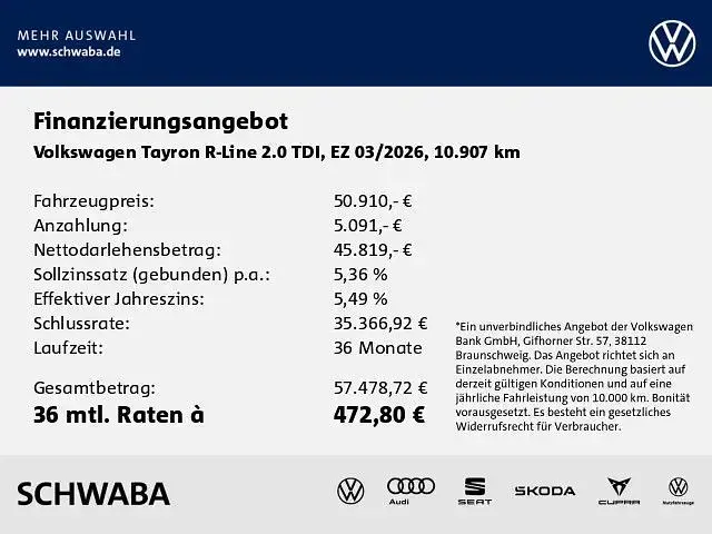 Gebraucht VW Tayron R-line 193 PS (141 kW) 2026 Schwarz SUV