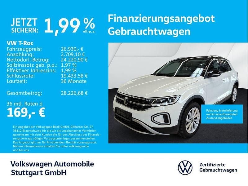 Pure white/schwarz Gebraucht 2024 VW T-Roc Style SUV | 26.930 € (Guter Preis) - Bild 1/4