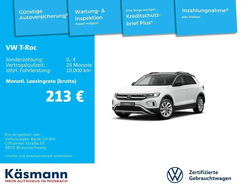 Gebraucht VW T-Roc Style 116 PS (85 kW) 2024 Weiß SUV