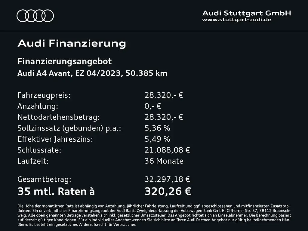 Gebraucht Audi A4 Ambiente 204 PS (150 kW) 2023 Manhattangrau metallic Kombi