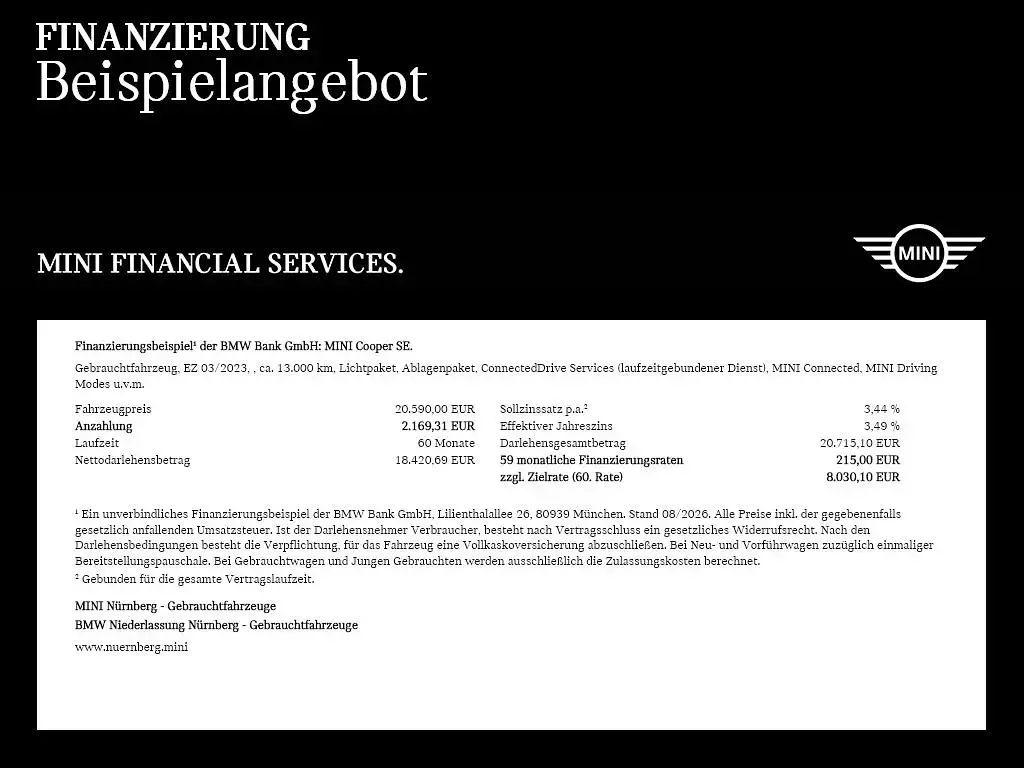 Gebraucht Mini Cooper SE 135 kW (184 PS) 2023 Schwarz Kleinwagen