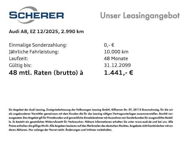 Gebraucht Audi A8 Ambiente 462 PS (339 kW) 2025 Mythosschwarz metallic Limousine