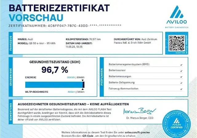 Gebraucht Audi Q8 Sportback e-tron Advanced Plus 250 kW (340 PS) 2024 Mythosschwarz metallic SUV