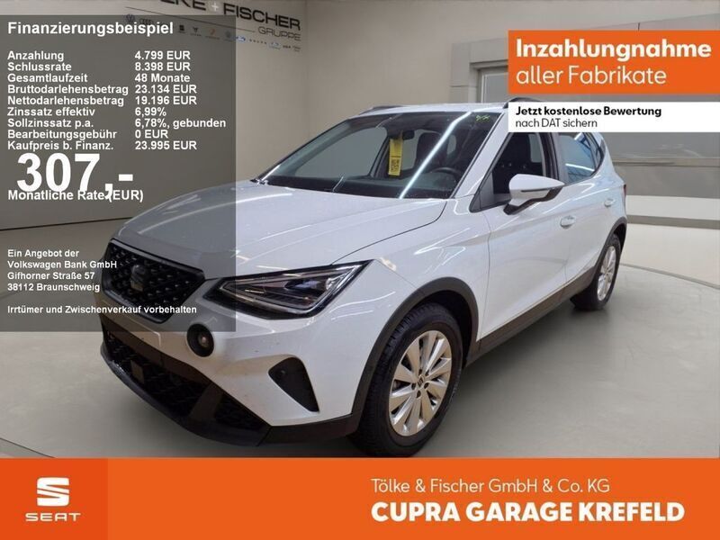 Nevada weiss (metallic) Gebraucht 2024 Seat Arona Style SUV | 22.239 € (Fairer Preis) - Bild 1/4