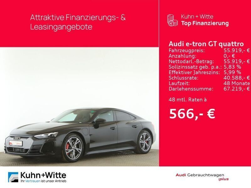Mythosschwarz metallic Gebraucht 2022 Audi e-tron GT quattro Ambiente Limousine | 54.869 € - Bild 1/3