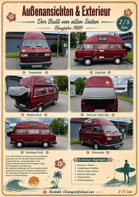 Gebraucht VW T3 69 PS (50 kW) 1989 Rot Van