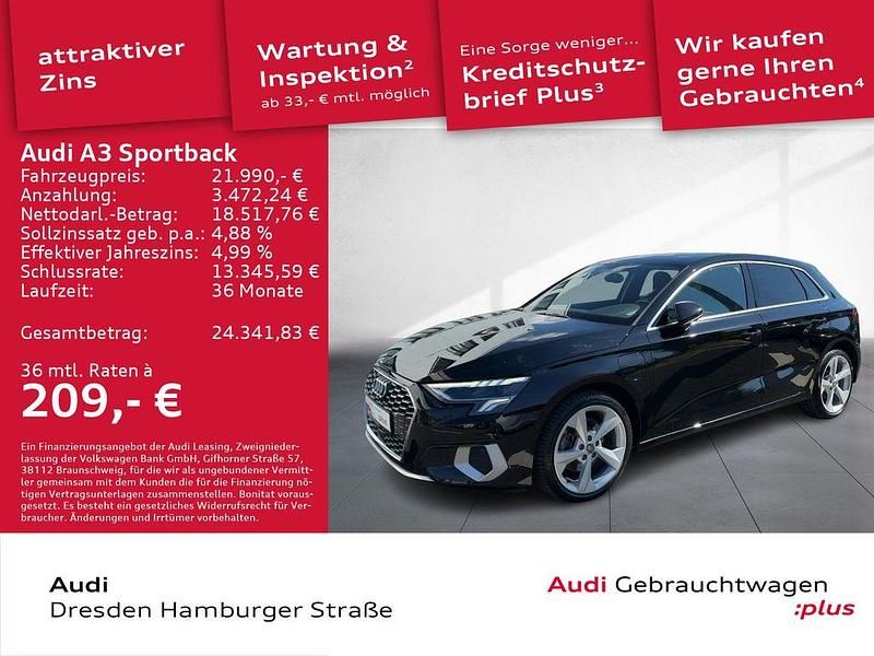 Brillantschwarz Gebraucht 2021 Audi A3 Sportback e-tron Ambiente Limousine | 21.990 € (Guter Preis) - Bild 1/3