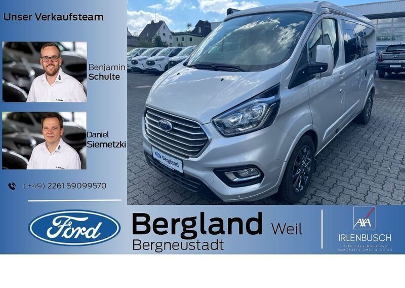 Lackierung metallic "polarsilber" (silber) Neu 2024 Ford Transit Custom Nugget Kombi | 68.590 € (Fairer Preis) - Bild 1/4