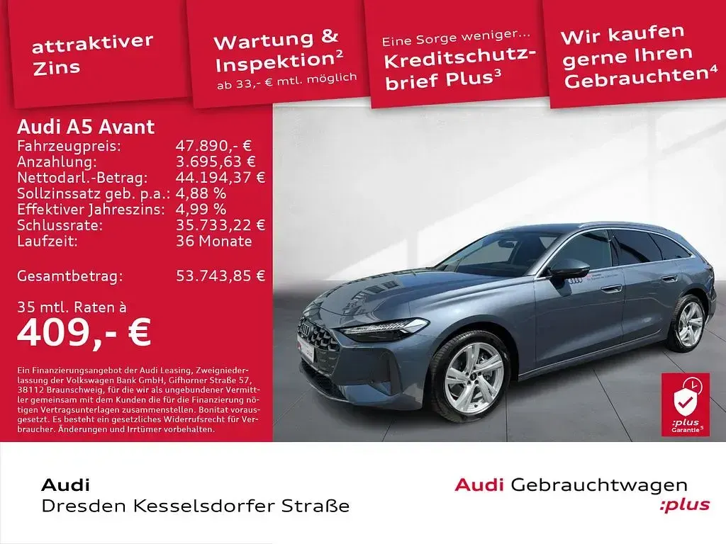 Gebraucht Audi A5 Advanced 204 PS (150 kW) 2025 Horizontblau metallic Coupé