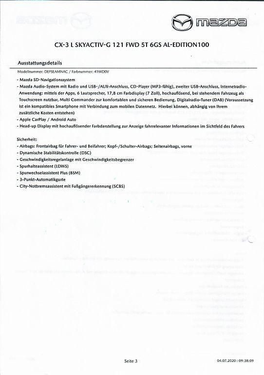 Gebraucht Mazda CX-3 Edition 121 PS (88 kW) 2020 Schwarz SUV