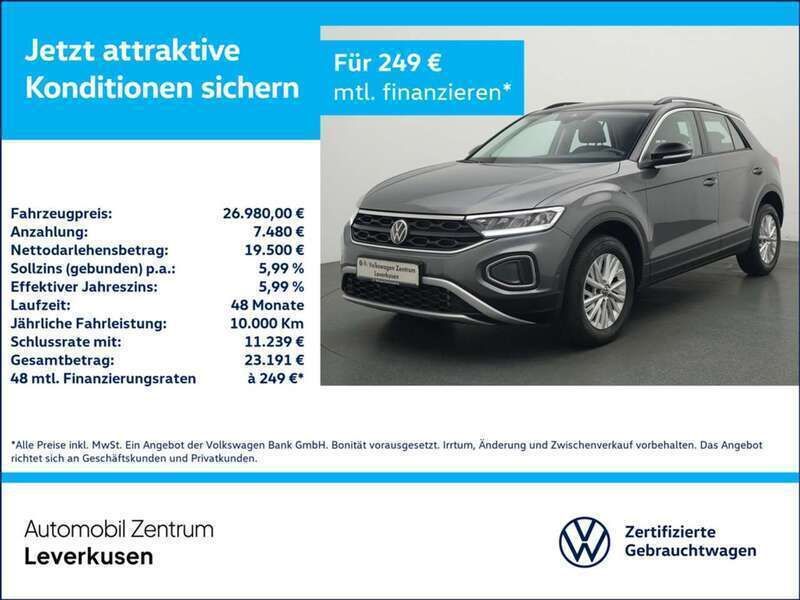 Grau / indiumgrau (metallic) Gebraucht 2023 VW T-Roc SUV | 26.980 € (Guter Preis) - Bild 1/3