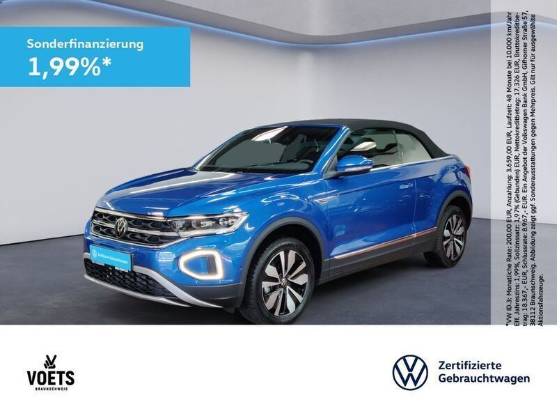 Ravennablau metallic Gebraucht 2024 VW T-Roc Cabriolet Style Cabrio | 29.850 € (Guter Preis) - Bild 1/4