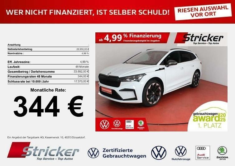 Moonweiss metallic (metallic) Gebraucht 2022 Skoda Enyaq iV SportLine SUV | 28.949 € (Fairer Preis) - Bild 1/4