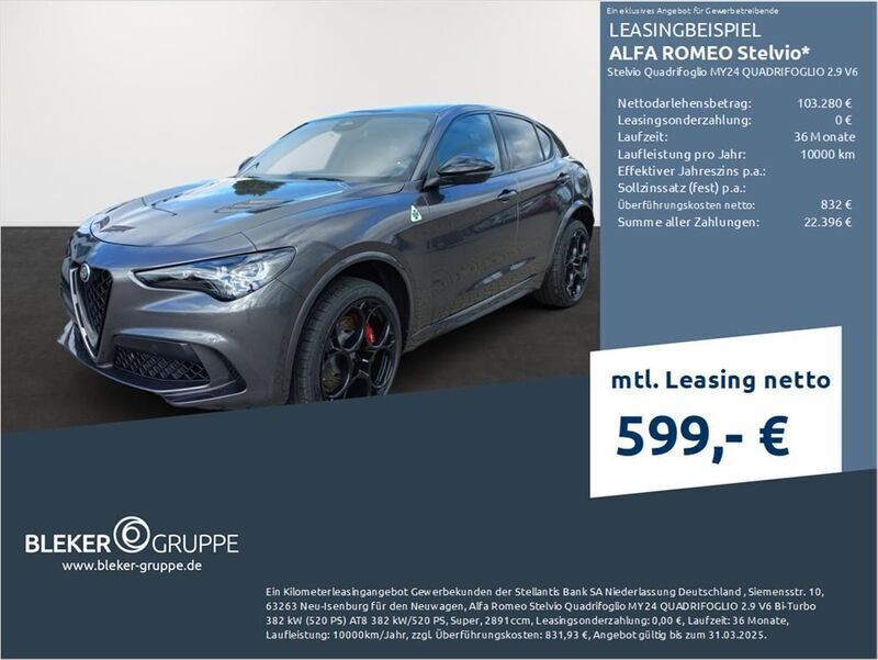 Schwarz Neu 2024 Alfa Romeo Stelvio Quadrifoglio SUV | 89.880 € (Teuer) - Bild 1/3