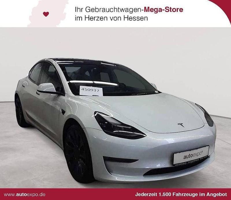 Pearl white multicoat Gebraucht 2021 Tesla Model 3 Performance Limousine | 25.290 € (Superpreis) - Bild 1/4