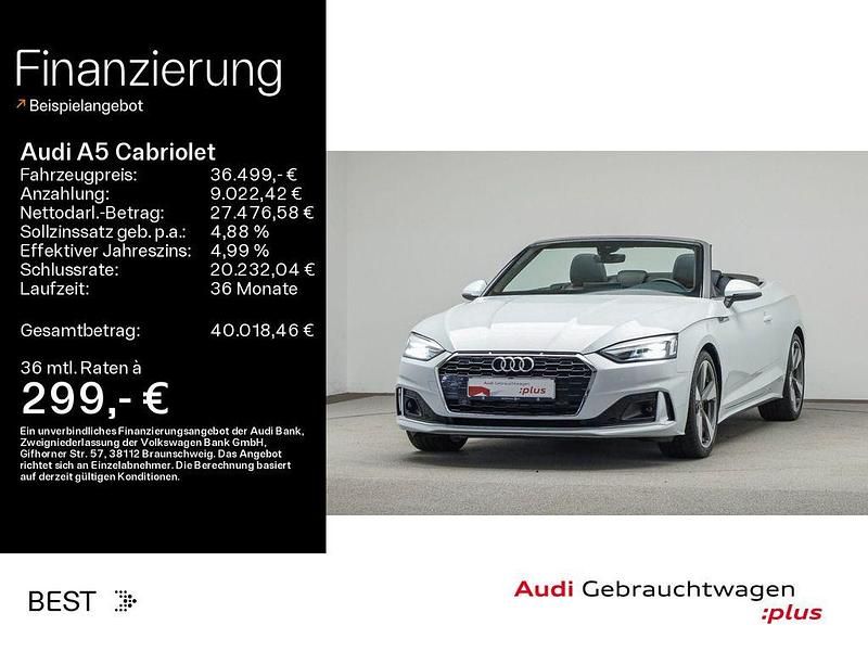 Gletscherweiß metallic Gebraucht 2022 Audi A5 Cabriolet S-Line Cabrio | 36.499 € (Fairer Preis) - Bild 1/4
