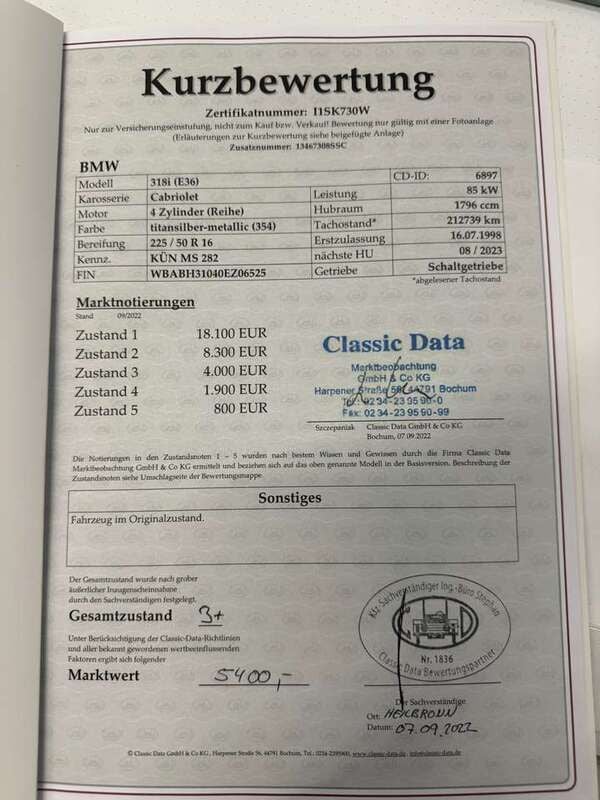 Silber Gebraucht 1998 BMW 318 Cabriolet Sport Line Cabrio | 5.600 € (Guter Preis) - Bild 1/4
