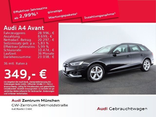 Brillantschwarz Gebraucht 2023 Audi A4 Advanced Kombi | 31.996 € (Fairer Preis) - Bild 1/2