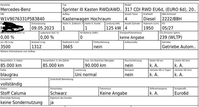 Gebraucht Mercedes Sprinter 170 PS (125 kW) 2023 Grau Van