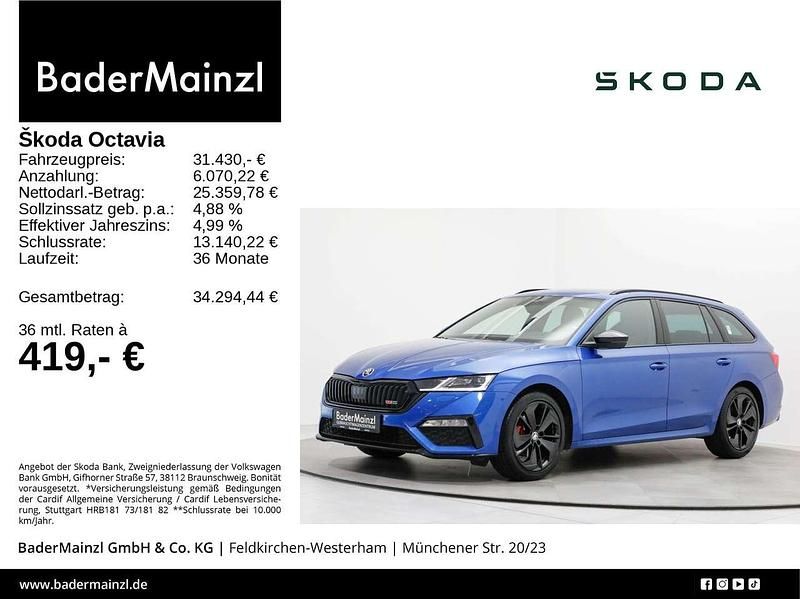 Raceblau metallic Gebraucht 2023 Skoda Octavia RS Kombi | 31.430 € (Fairer Preis) - Bild 1/3