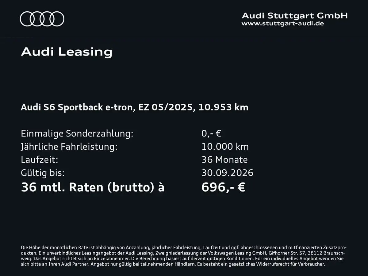Gebraucht Audi S6 e-tron Sport 369 kW (503 PS) 2025 Mythosschwarz metallic Limousine