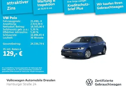 Gebraucht VW Polo Style 95 PS (69 kW) 2024 Blau Kleinwagen