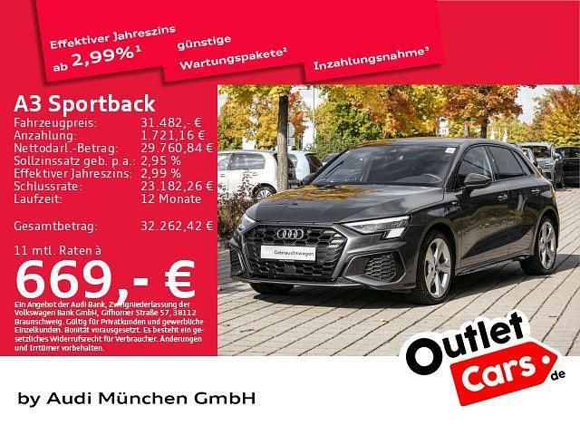 Grau Gebraucht 2022 Audi A3 Sportback e-tron S-Line Kleinwagen | 31.482 € (Teuer) - Bild 1/1