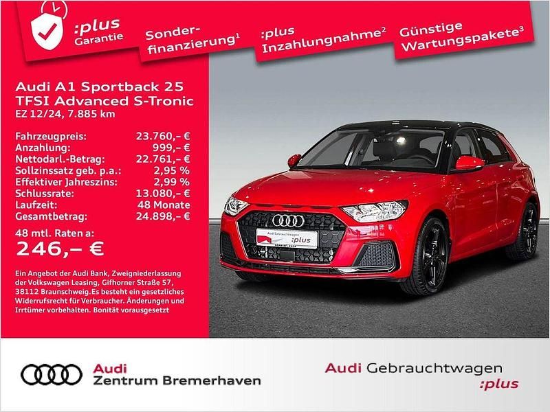Progressivrot metallic Gebraucht 2024 Audi A1 Sportback Advanced Plus Kleinwagen | 23.760 € (Fairer Preis) - Bild 1/3