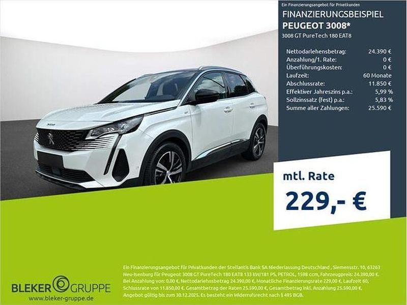 Perlmutt weiß Gebraucht 2021 Peugeot 3008 GT Limousine | 22.780 € (Fairer Preis) - Bild 1/3