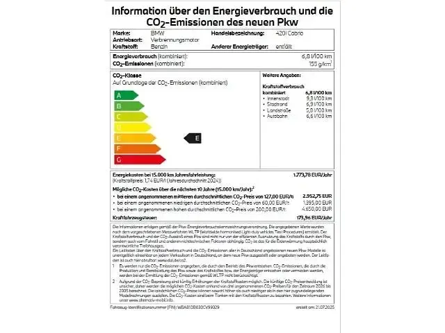 Neu BMW 420 Cabriolet M Sport 184 PS (135 kW) 2025 Schwarz Cabrio