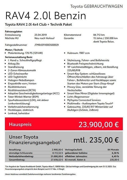 Tiefschwarz mica metallic Gebraucht 2019 Toyota RAV4 Plus SUV | 23.900 € (Fairer Preis) - Bild 1/1