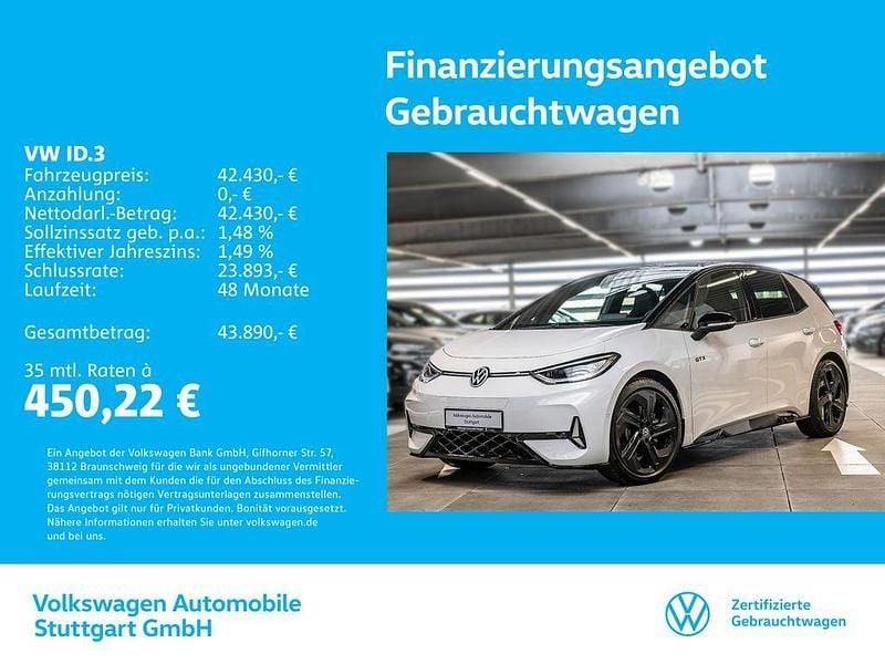 Gebraucht VW ID.3 GTX 210 kW (286 PS) 2025 Gletscherweiß metallic/schwarz Kleinwagen