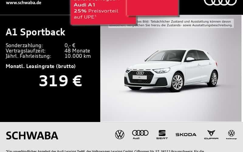 Weiß Neu 2025 Audi A1 Sportback Sport Kleinwagen | 26.790 € (Guter Preis) - Bild 1/4