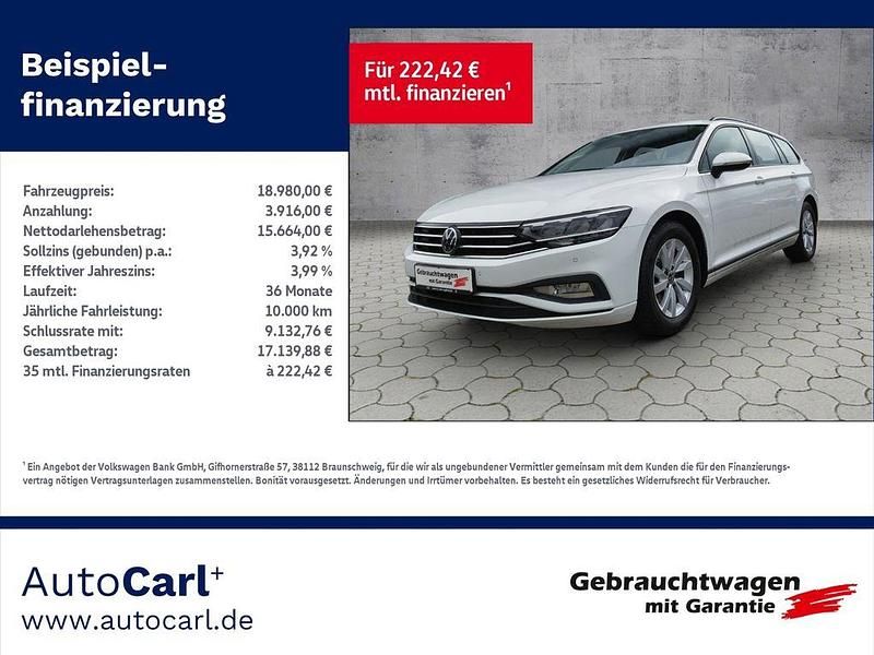 Pure white Gebraucht 2021 VW Passat Basis Kombi | 18.980 € (Superpreis) - Bild 1/4