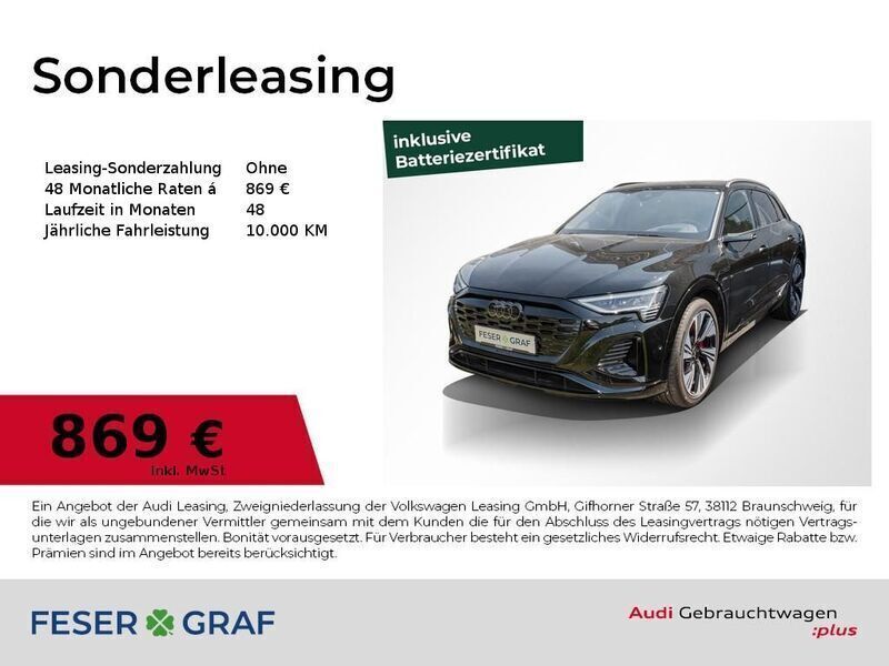 Mythosschwarz metallic Gebraucht 2024 Audi Q8 e-tron S-Line SUV | 86.990 € - Bild 1/4