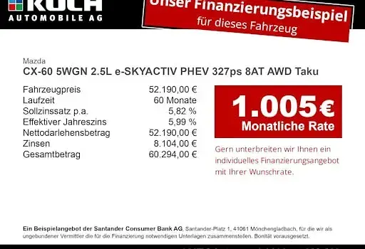 Neu Mazda CX-60 Takumi-Line 327 PS (240 kW) 2025 Schwarz SUV